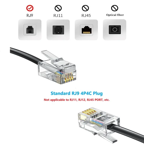 Miniatura 4 de Vthahaby Paquete de 2 cables de teléfono para línea fija, longitud máxima estirada de 8 pies (sin enrollar)/1.4 pies (enrollado), cable RJ9 4P4C