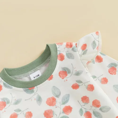 Miniatura 19 de Kaipiclos Ropa occidental para bebé niña, con lindo estampado con volantes, manga larga, pantalones para otoño e invierno, trajes de vaquera