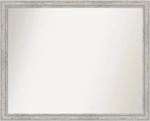 Miniatura 410 de Amanti Art Espejo de baño plateado para sobre fregadero, 23 x 23 pulgadas, espejo cuadrado plateado en ángulo, marco de madera moderno medio, se