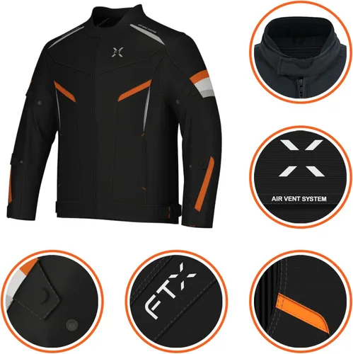 Miniatura 4 de FTX Chaqueta de motocicleta para hombre, armadura de equipo de protección de cuerpo completo, chaqueta de motocicleta de tela textil Cordura