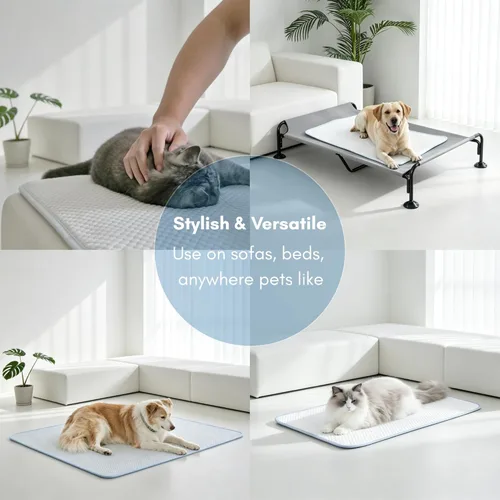 Miniatura 9 de petfelix Tapete refrescante para mascotas, resistente a los arañazos, resistente a las manchas QMAX>0.5 para perros extra pequeños y gatos pequeños