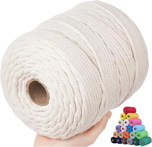 Miniatura 76 de Cuerda de algodón para macramé, de 0.11 pulgadas x 109 yardas, cuerda de macramé natural marrón, suministros perfectos de algodón para hacer