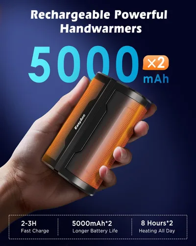 Miniatura 2 de EasyAcc Hand Warmers Rechargeable 2 Pack, 10000mAh Magnetic Hand Warmers, 18Hrs Long Heating, with Camping Hook, Pocket Size, Gifts for Christmas