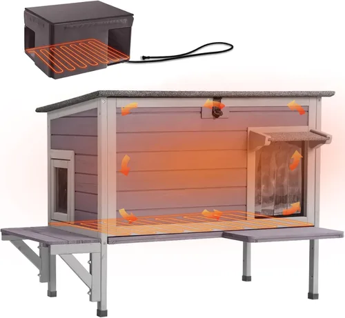 Miniatura 9 de Casa de Gatos al Aire Libre con Forro Aislado Resistente a la Intemperie para Gatos Salvajes para el Invierno