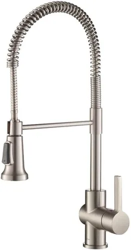 Miniatura 10 de Kraus Coda - Grifo de cocina de estilo comercial de una sola manija con 2 funciones, extraíble en latón cepillado sin manchas, KPF-1617BB