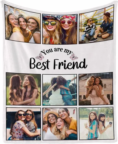 Miniatura 25 de InterestPrint Manta de forro polar suave con memoria personalizada para mejor amiga, personalizada con imágenes y texto para la graduación de tu