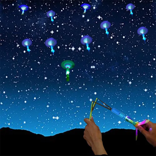 Miniatura 6 de Increíbles juguetes voladores LED para niños pequeños – 12 piezas de juguete de helicóptero LED con luz – Aviones de flecha que brillan