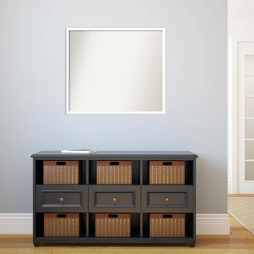 Miniatura 507 de Amanti Art Espejo de baño blanco para sobre el fregadero, 32 x 45 pulgadas, espejo de tocador rectangular blanco esbelto, marco de madera moderno