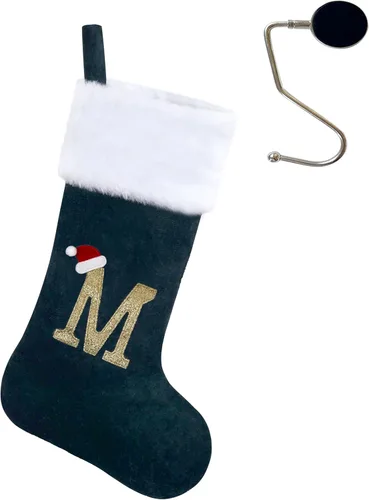 Miniatura 10 de Medias de Navidad de 20 pulgadas con monograma, letras, medias súper suaves grandes de Navidad, medias de monograma rojo para Navidad, regalo
