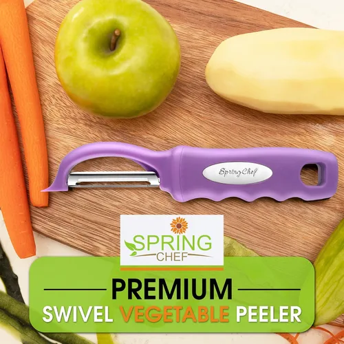 Miniatura 7 de Spring Chef Pelador de Verduras Giratorio Premium, Mango Cómodo y Cuchillas de Acero Inoxidable Ultra Afiladas - Pelador de Cocina Perfecto