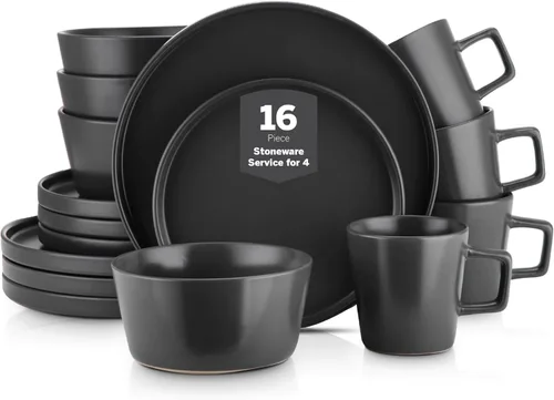 Miniatura 15 de Stone Lain Cleo Modern - Juego de vajilla de cerámica de 32 piezas, platos y cuencos, cuencos para pasta, servicio de platos para 8, color amarillo