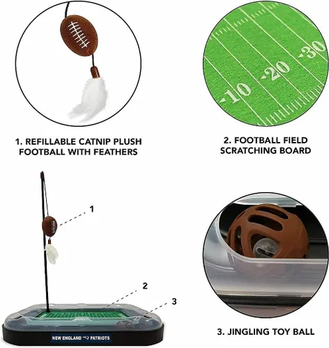 Miniatura 2 de Tabla de rascado para gatos NFL LOS VEGAS Raiders Campo de fútbol americano Juguetes para gatos + Pelota de fútbol de felpa rellena de hierba gatera