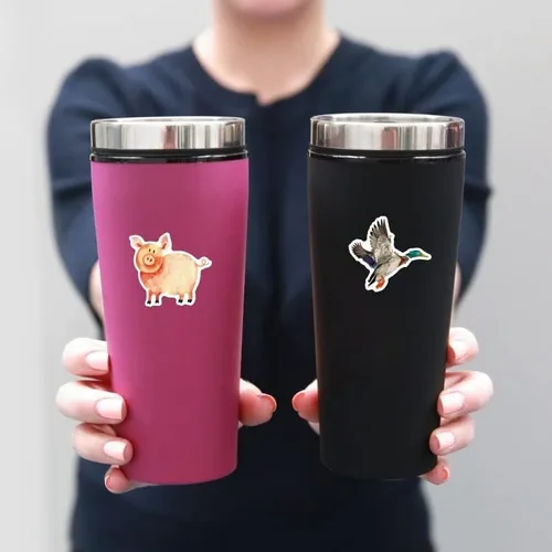 Miniatura 2 de Calcomanías de animales de granja – 50 piezas de calcomanías bonitas, PVC decorativo impermeable, vinilo, calcomanías, calcomanías para botellas