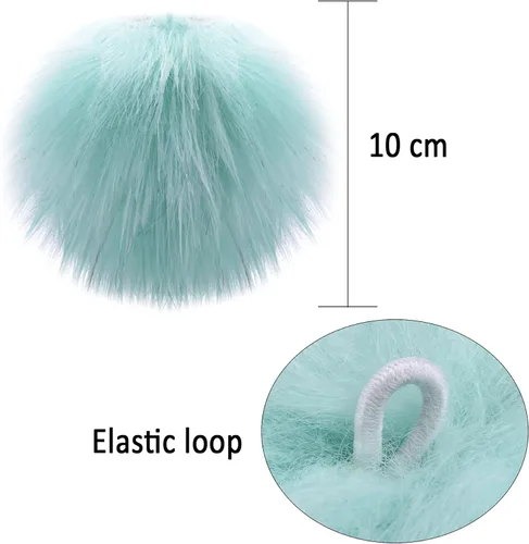 Miniatura 4 de SIQUK 30 pompones de piel sintética de zorro sintético, pompones esponjosos con lazo elástico para sombreros, bufandas, guantes, bolsas, accesorios