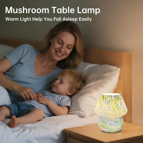 Miniatura 3 de Dawnwake Lámpara de Mesa con Forma de Hongo para Dormitorio, Pequeñas Lámparas de Escritorio de Mesita de Noche para Sala de Estar, Decoración