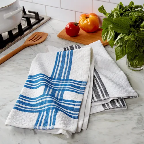 Miniatura 5 de Chicago Metallic Juego de textiles de cocina, manopla y soporte para ollas, toallas de cocina de rizo de algodón y paños de cocina, 9 piezas, azul