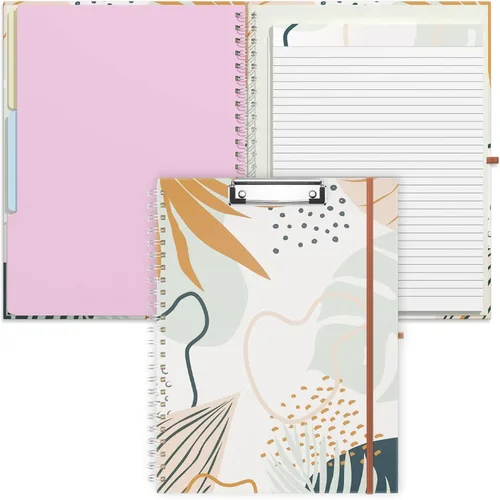 Miniatura 16 de Rimilak Spiral Clipboard Folio with Refillable Lined Notepad, 14.5 x 9.8 In, Hardcover Cover with 5 Interior Pockets, Elastic Band and Pen Loop