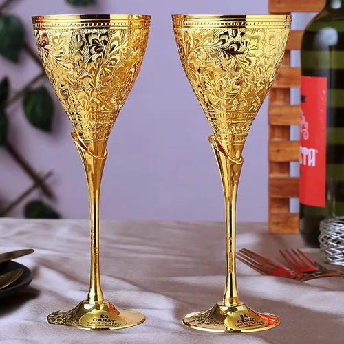 Copas de champán de boda chapadas en oro de 24 quilates para la novia y el novio, copa de latón para comunión, cáliz de metal, regalo para parejas