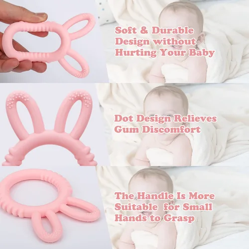 Miniatura 4 de MISSLILI Mordedores de silicona para bebés, juguetes de dentición para aliviar el masaje y las encías doloridas para bebés de 3 a 12 meses, sin BPA