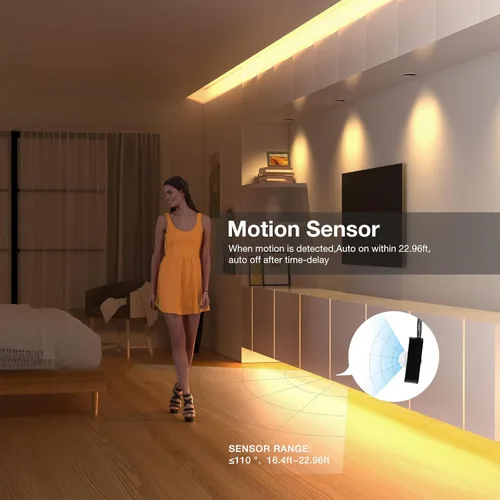 Miniatura 8 de Sensky Kit de tira de luz LED activada por movimiento de 19.7 pies/6m Tira de luz LED flexible con sensor de movimiento para dormitorio, caja fuerte