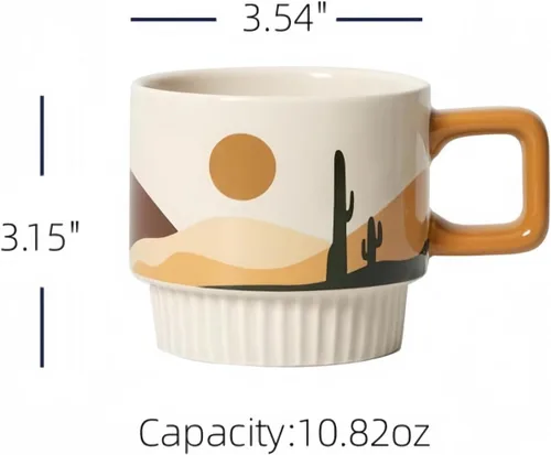 Miniatura 5 de Morandi - Tazas de café de cerámica de 11 onzas, tazas de café vintage con asa, taza de café novedosa para Navidad, regalos de cumpleaños, regalos
