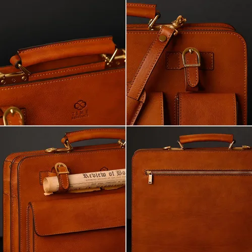 Miniatura 13 de Time Resistance Maletín de cuero - Bolso elegante para hombre - Maletín de negocios y vintage Made in Italy