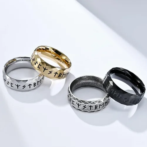 Miniatura 5 de Nanafast Anillos vikingos para hombres, mujeres, platanegrovintage, anillos nórdicos de acero inoxidable para hombres, anillos vikingos runas