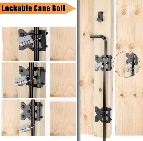 Miniatura 4 de Barra de acero para puerta de acero de 24 pulgadas, resistente para puertas de vinilo de madera o valla de doble puerta
