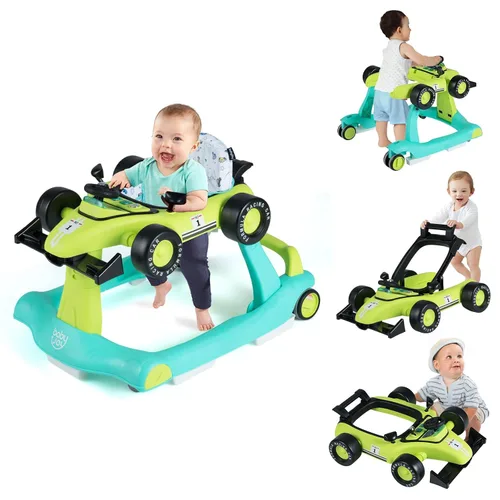 Miniatura 17 de BABY JOY Andador de bebé 4 en 1, Andador de actividad plegable con altura y velocidad ajustables, música, luces, antivuelco, andador de empuje
