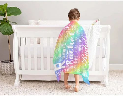 Miniatura 8 de Manta personalizada AOFUN con texto de nombre para adultos y niños, regalo para cumpleaños, boda, Día de San Valentín, 40x30 pulgadas, Estilo 1