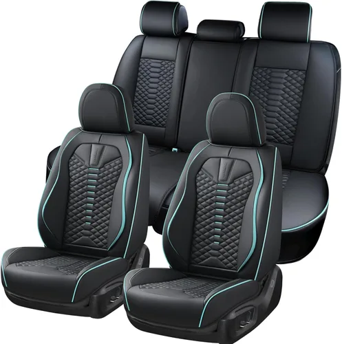 Miniatura 24 de Coverado Fundas de asiento delantero, 2 piezas de fundas de asiento universales para automóviles, de piel de napa transpirable, impermeable, Beige