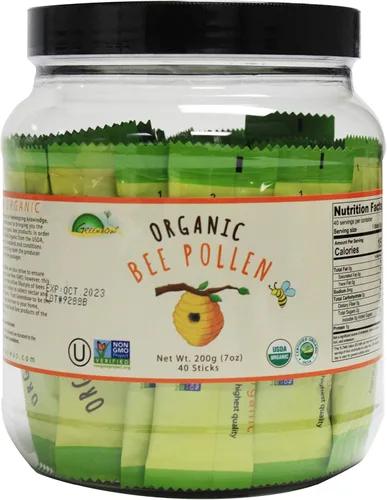 GREENBOW Polen orgánico de abeja – Polen de abeja 100% orgánico certificado por USDA, puro y natural, superalimento lleno de proteínas, vitaminas y