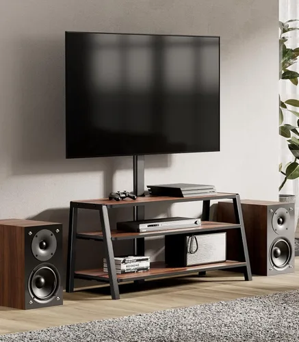 Miniatura 8 de FITUEYES Soporte de TV de madera con soporte para televisores de 32 a 55 pulgadas, centro de entretenimiento de 2 niveles con almacenamiento