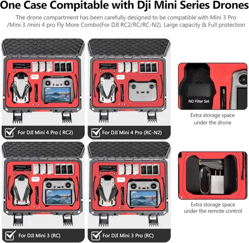 Miniatura 3 de STARTRC Mini 4 Pro Funda de transporte dura impermeable para DJI Mini 3 Pro/3 accesorios, estuche de viaje para Fly More Combo de doble capa Gris
