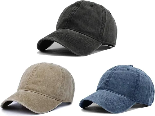 Miniatura 25 de HH HOFNEN Gorra de béisbol de algodón de sarga lavada y desgastada, vintage, ajustable, para hombre y mujer