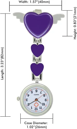 Miniatura 6 de Angel Heart Brooch Clip Nurse Watch Health Care Doctor Paramedic Medical Stainless Steel Chain Fob Watches