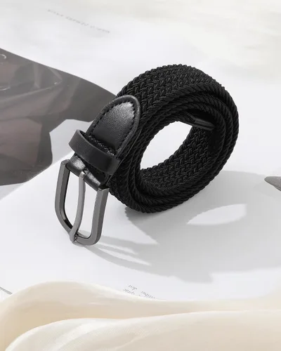 Miniatura 22 de AWAYTR Cinturón trenzado elástico para niños, cinturón de béisbol de golf elástico con hebilla de pasador negro para niños y niñas de 4 a 12 años