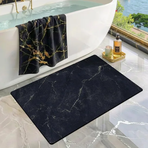 Miniatura 12 de LUMI Tapetes de baño ultra delgados, superabsorbentes, de secado rápido, antideslizantes, para debajo de la puerta, bañera, lavabo y ducha, 17 x 30