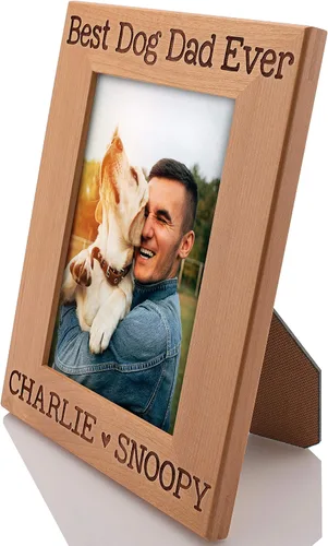 Miniatura 2 de Regalos para papá, marco de fotos personalizado para el mejor papá del perro, 4 x 6 pulgadas, marcos grabados personalizados con nombre, regalos