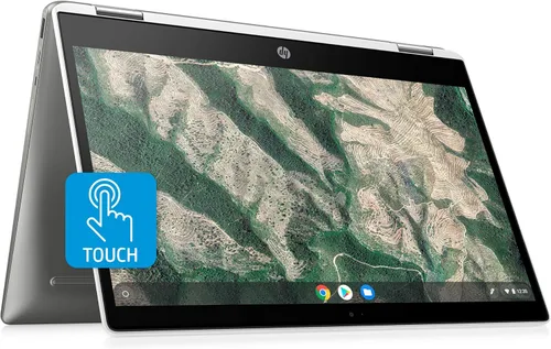 HP Chromebook x360 - Laptop con pantalla táctil HD de 14 pulgadas, Intel Celeron N4000, 4 GB de RAM, 32 GB eMMC, cromado (14b-ca0010nr, cerámica