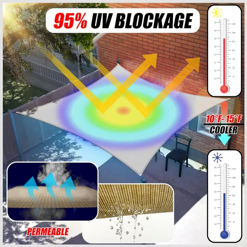 Miniatura 2 de ColourTree Vela de Sombra Solar Rectangular Turquesa de 8' x 10' Toldo Pantalla de Tela – Bloqueo UV Resistente a los Rayos UV Uso Pesado Grado