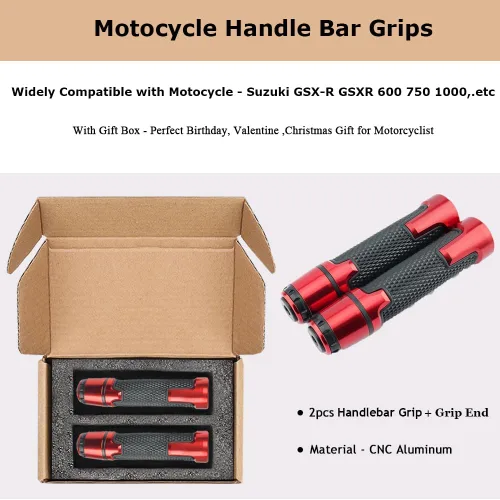 Miniatura 5 de 2 piezas de juego de extremos de empuñadura de manillar de motocicleta, compatible con Suzuki GSXR GSX-R GSXS 600 750 1000 (22mm 7/8" - Rojo)