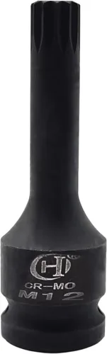 Utoolmart Broca de impacto negra, 1/2 pulgada M12 Impact Triple Square Spline Socket, acero al molibdeno cromado, herramienta de reparación de broca