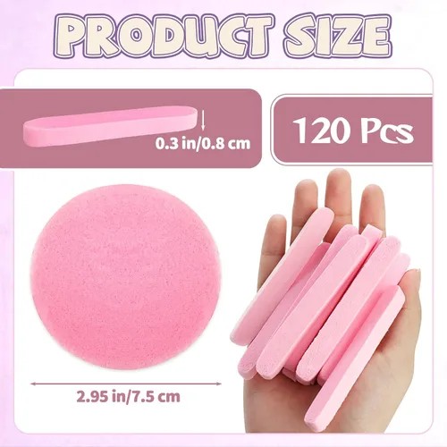 Miniatura 2 de 120 Pcs Facial Sponge Compressed,Makeup Removal Facial Sponge,Natural Cosmetic Spa Sponge for Facial Cleaning,Exfoliating,Mask(Pink)