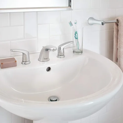 Miniatura 2 de American Standard 7075800.002 Colony Pro - Grifo de baño de arco bajo de 2 manijas con montaje de drenaje emergente, 1.2 GPM, cromo pulido