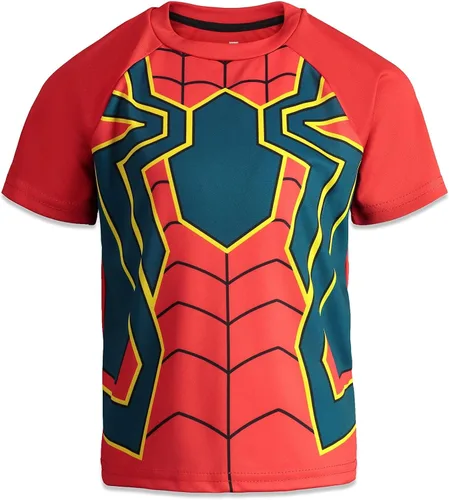 Miniatura 3 de Marvel Avengers Spider-Man Mech Strike - Paquete de 4 camisetas atléticas para cosplay de niños pequeños a niños grandes (2T - 18-20)