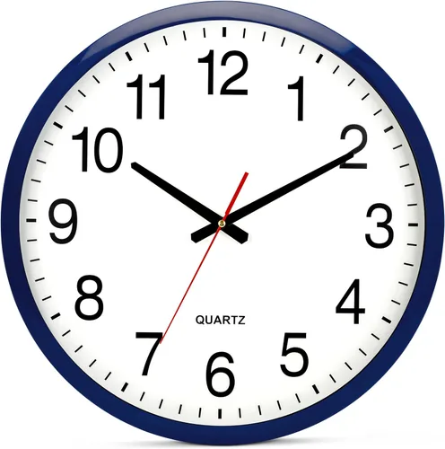 Miniatura 26 de Bernhard Products - Reloj de cuarzo de pared rojo, silencioso, sin tictac, 12 pulgadas, a pila, redondo, fácil de leer