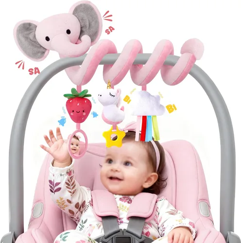 Miniatura 8 de Stuffed Juguetes en espiral para asiento de automóvil para bebé, los mejores regalos para recién nacidos, artículos esenciales suaves para bebés