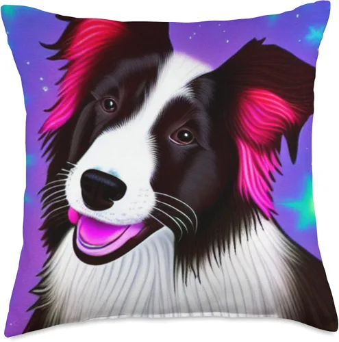 Miniatura 4 de Black and White Border Collie Pop Art Almohada de 16 x 16 pulgadas, multicolor