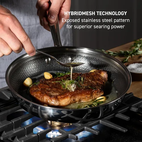 Miniatura 2 de T-fal HybridMesh - Juego de utensilios de cocina de 3 piezas de acero inoxidable de tres capas, 8, 10.25, 12 pulgadas, apto para horno de inducción